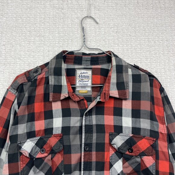 44mm Shirt Mens XL Black / Red Button Up Cotton Cowboy Legendary Work Western - Picture 2 of 14